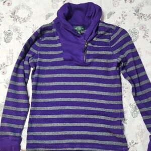 Purple and Gray Striped Women's Sweater